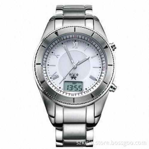 Solar Radio Controlled Watch with Stainless Steel Case and Band